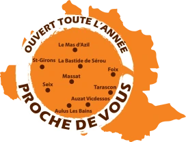 Carte d'Ariège qui présente les différents lieux d'activité
